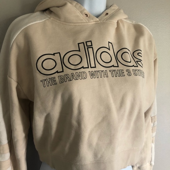 ADIDAS Neutral tan crop hoodie Sz. XS - Picture 5 of 8